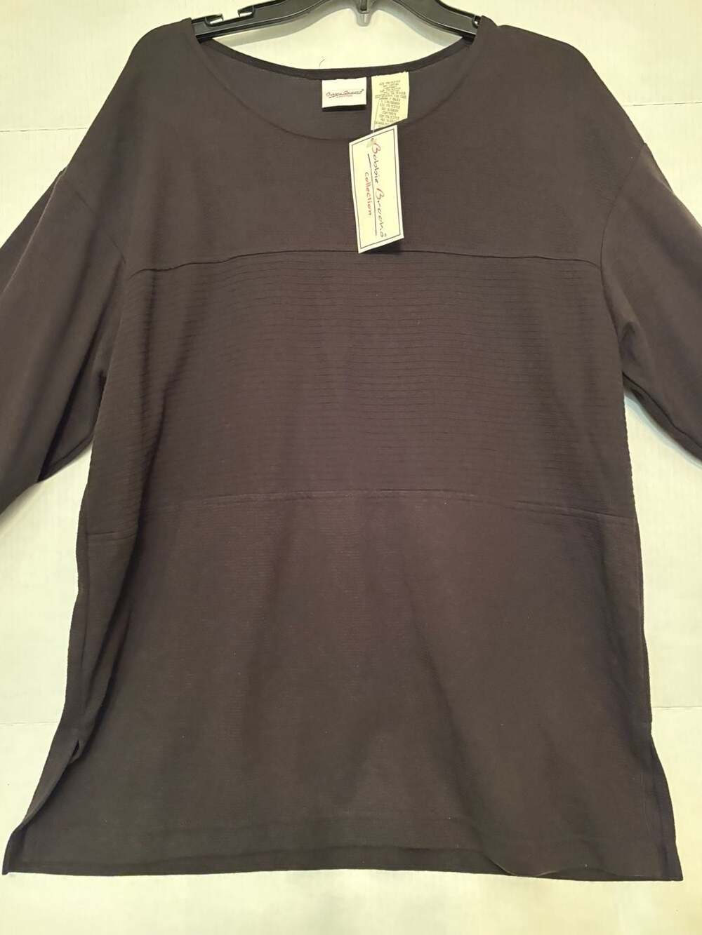 Bobbie Brooks Long Sleeve Top Size L Brown Ribbed Paneled